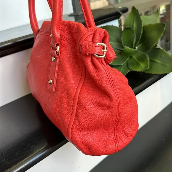 Kate Spade genuine leather shoulder handbag purse red like new pebbled clean Bags